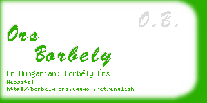 ors borbely business card